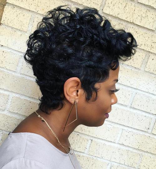 Black Curly Pixie Hairstyle