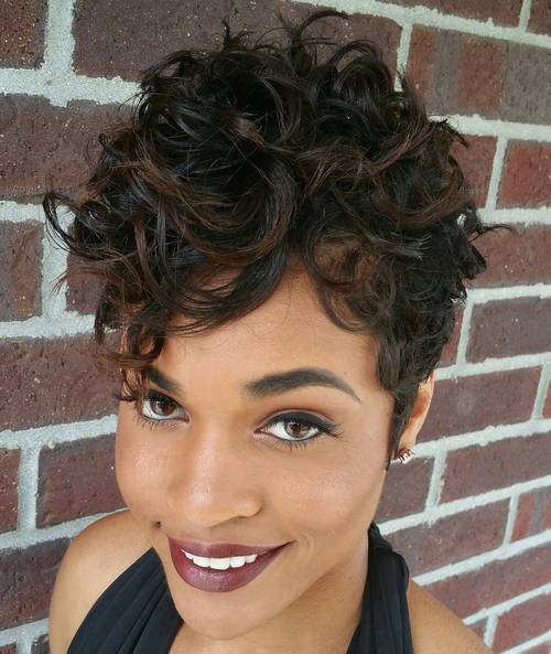 black short curly hairstyle 