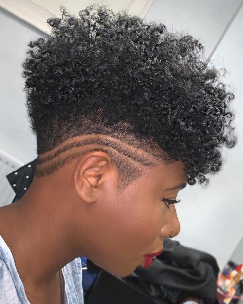 Half Shaved Short Hairstyle For Black Women